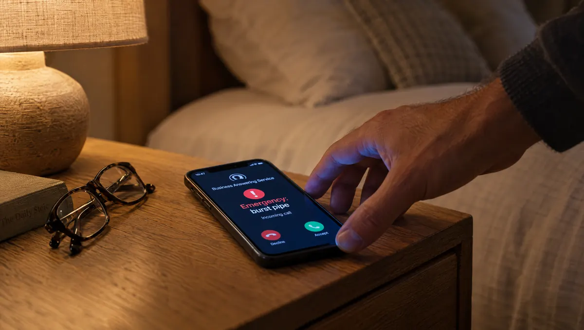 A phone on a nightstand lighting up with an emergency call